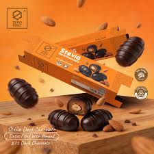 Zero Stevia Gulit 75%Dark Chocolate Dates With Almond Bar - 3 Dates