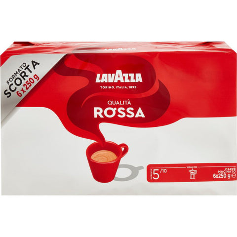 6 * Lavazza Qualita Rossa Ground Coffee 250g - 1.5 Kg