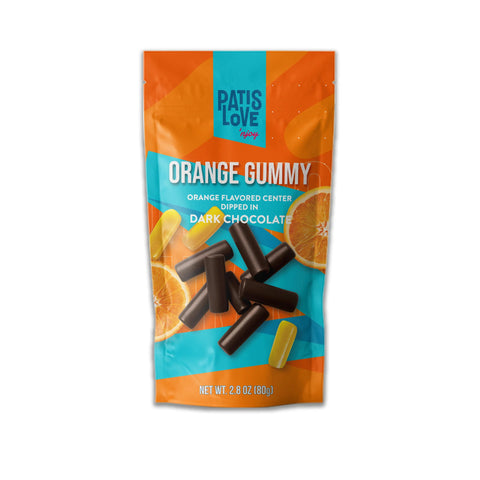 Patis Love Orange Gummy Center Dipped In Dark Chocolate 80g