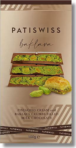 Patiswiss Juva Baklava Chocolate with Pistachio 100g