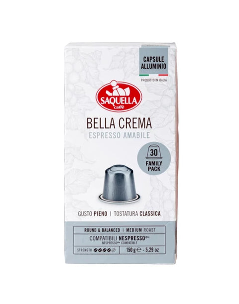 Saquella Bella Crema Espresso Amabile Coffee Capsules - 30 Capsules
