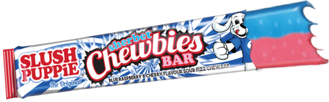 Slush Puppie Original Sherbet Chewbies Bar Blue Rassberry & Cherry Flavour Candy 25g