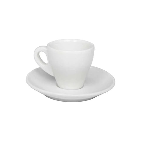 Double Espresso White Mug With Saucer - 90ml - CAFELAX