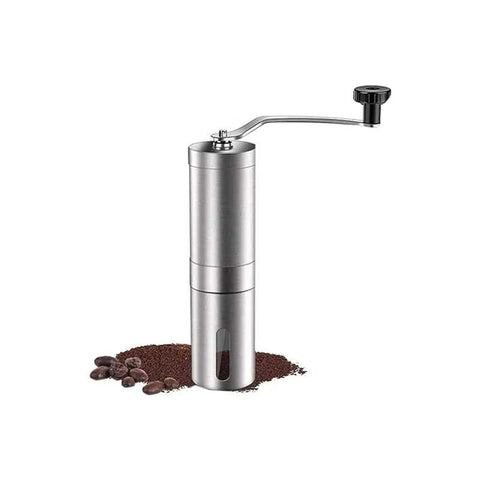 Mibru Manual Coffee Grinder Conical Burr Mill Brushed Stainless Steel Silver - CAFELAX