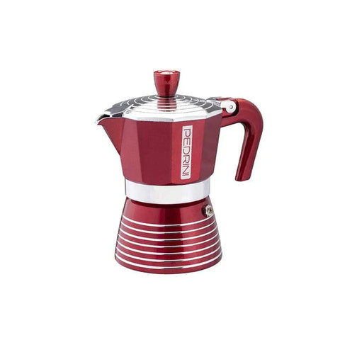 Pedrini Aluminum Red Moka Pot 1 Cup - CAFELAX