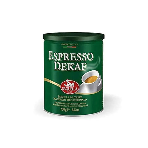 Saquella Espresso Dekaf Ground Coffee Can 250g - CAFELAX