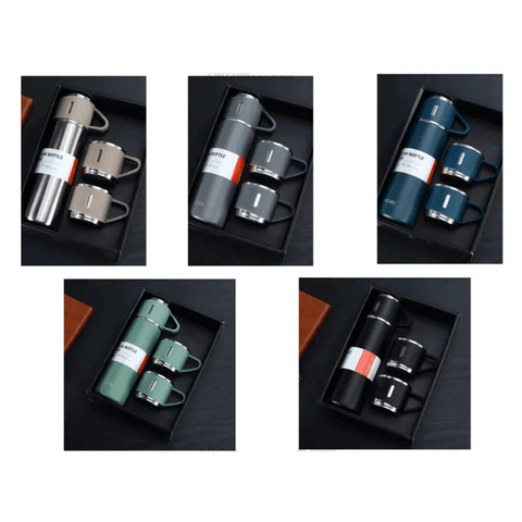 Vacuum Flask Set with 3 Stainless Steel Cups - CAFELAX