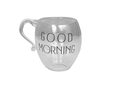 Capuccino Double Glass Mug - Good Morning - CAFELAX