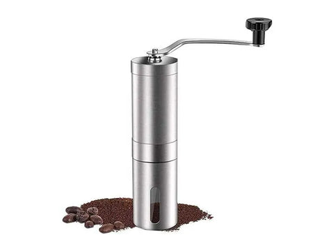 Mibru Manual Coffee Grinder Conical Burr Mill Brushed Stainless Steel Silver - CAFELAX