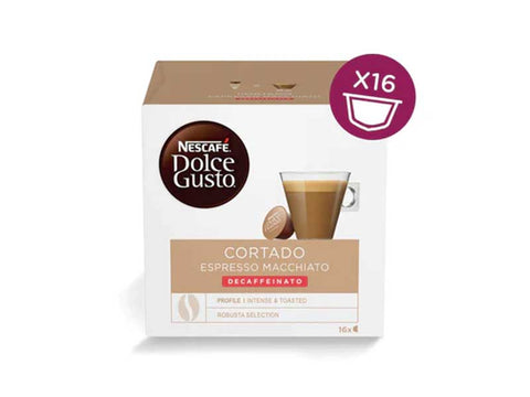 Nescafe Cortado Espresso Macchiato Decaffeinato Dolce Gusto Coffee Capsules - 16 Capsules