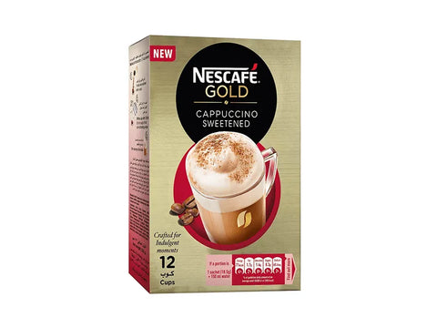 Nescafe Gold Cappuccino Sweetened 12 Sachets - CAFELAX