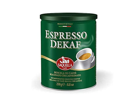 Saquella Espresso Dekaf Ground Coffee Can 250g
