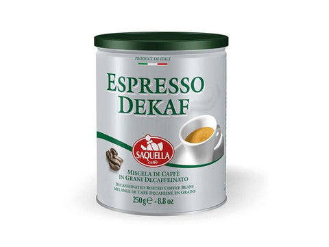 Saquella Espresso Dekaf Whole Beans Coffee Can 250g